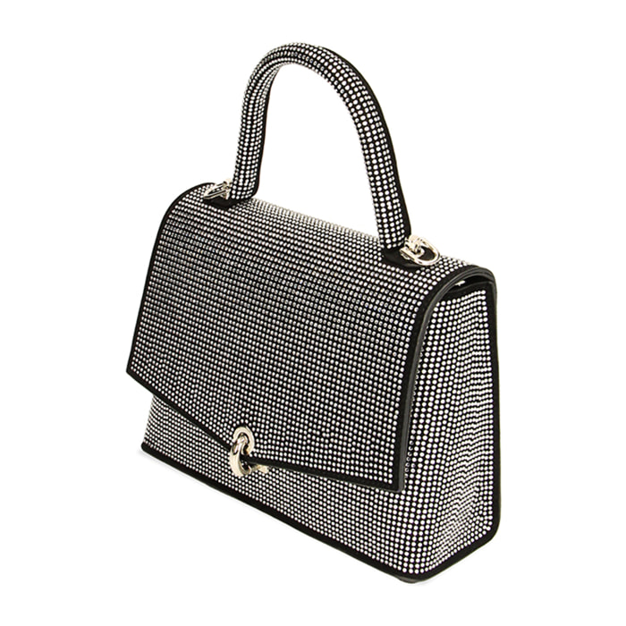 Mini-bag a mano argento con pietre