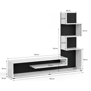 Mueble de salón Moobi en color blanco artik negro y medidas 160 x 124 cm Blanco Artik (Blanco Mate) - Negro
