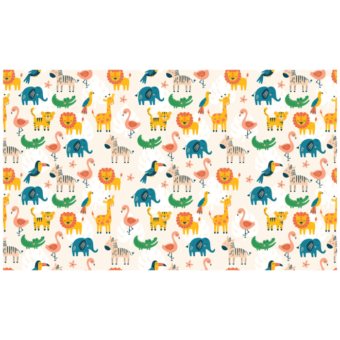 Rouleau revêtement adhésif vinyle au mètre - Sticker lavable Cuisine Meuble Armoire Porte - ANIMAUX MULTICOLORES