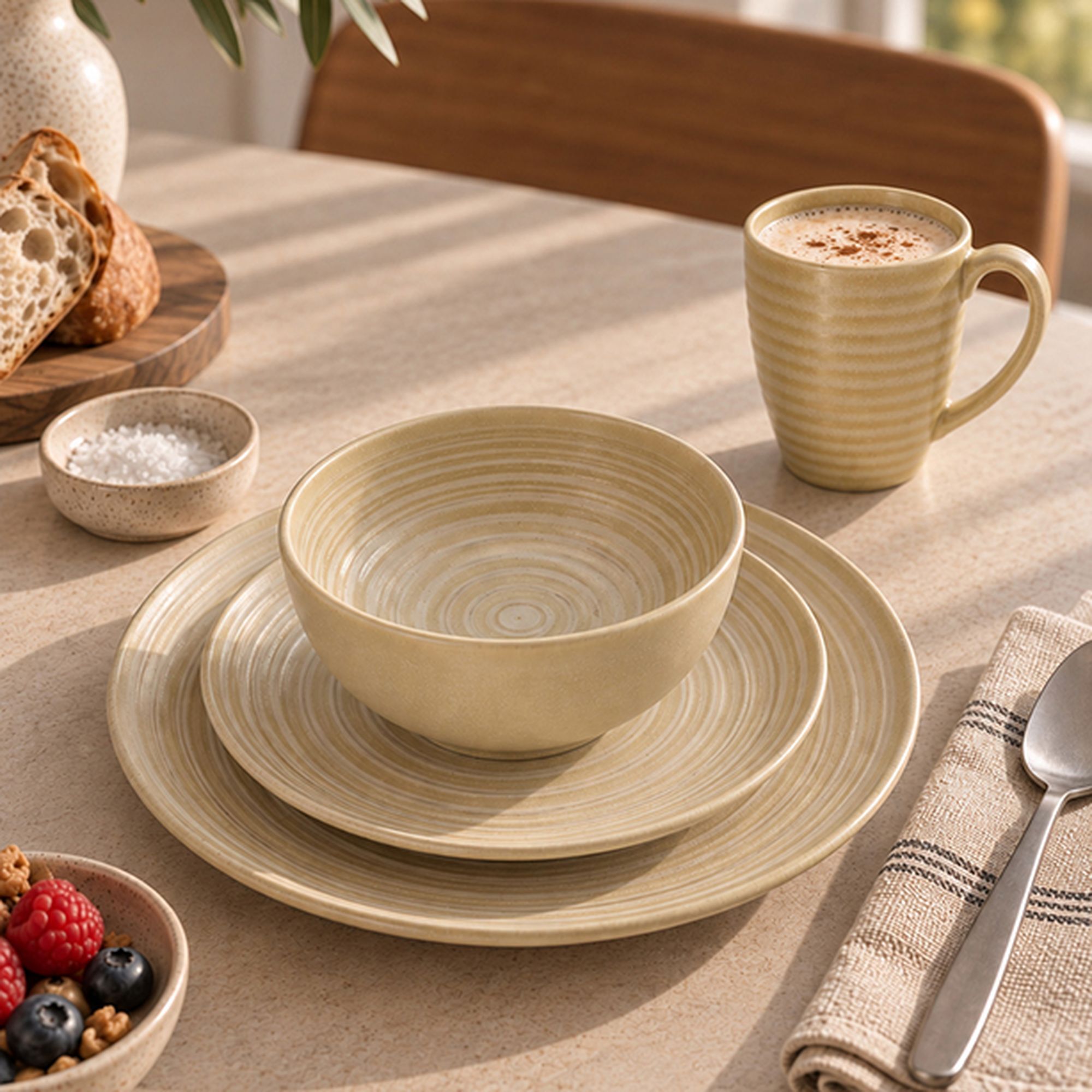 Lot de 6 mugs 40cl en grès jaune TURBOLINO