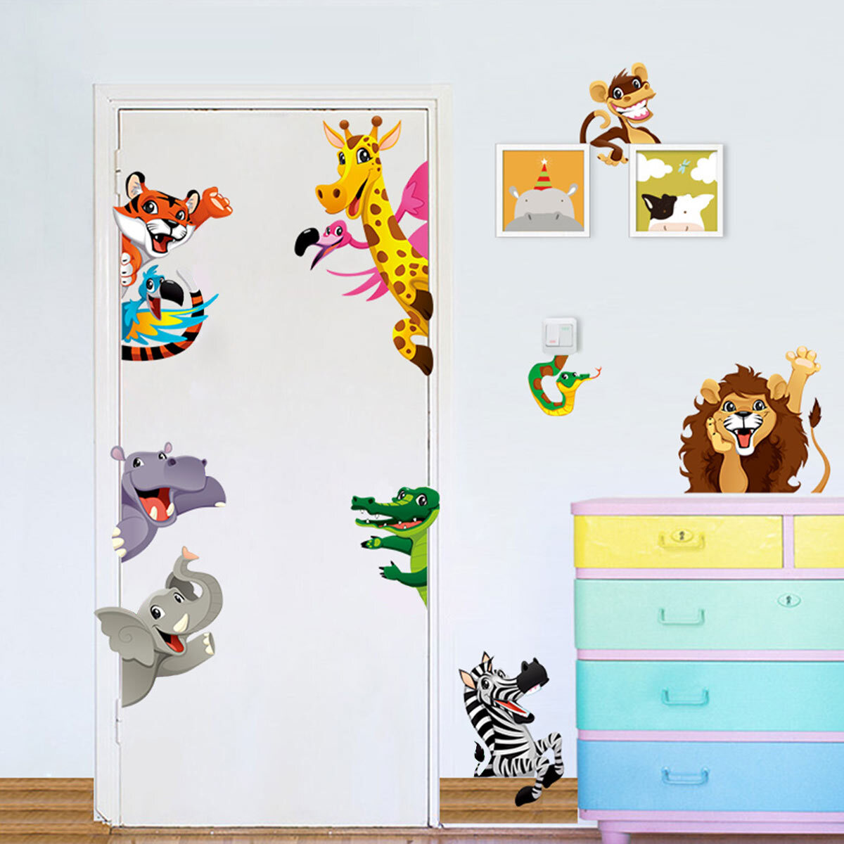 Stickers Muraux décoration adhésifs animaux de la savane pour enfants