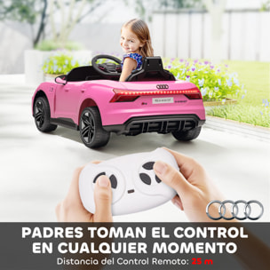 Coche Eléctrico para Niños de +3 Años AUDI RS e-tron GT Coche de Batería 12V con Mando a Distancia Faros LED Bocina Música USB y Apertura de Puerta 3-5 km/h Rosa