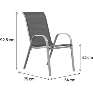 Fauteuil jardin Textilène "Cordoba" - Phoenix - Gris foncé - Lot de 2