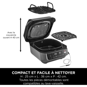 Grille-viande NINJA Foodi Air Grill  EG351 gris thermosonde à poser, 25.5x24.5 cm