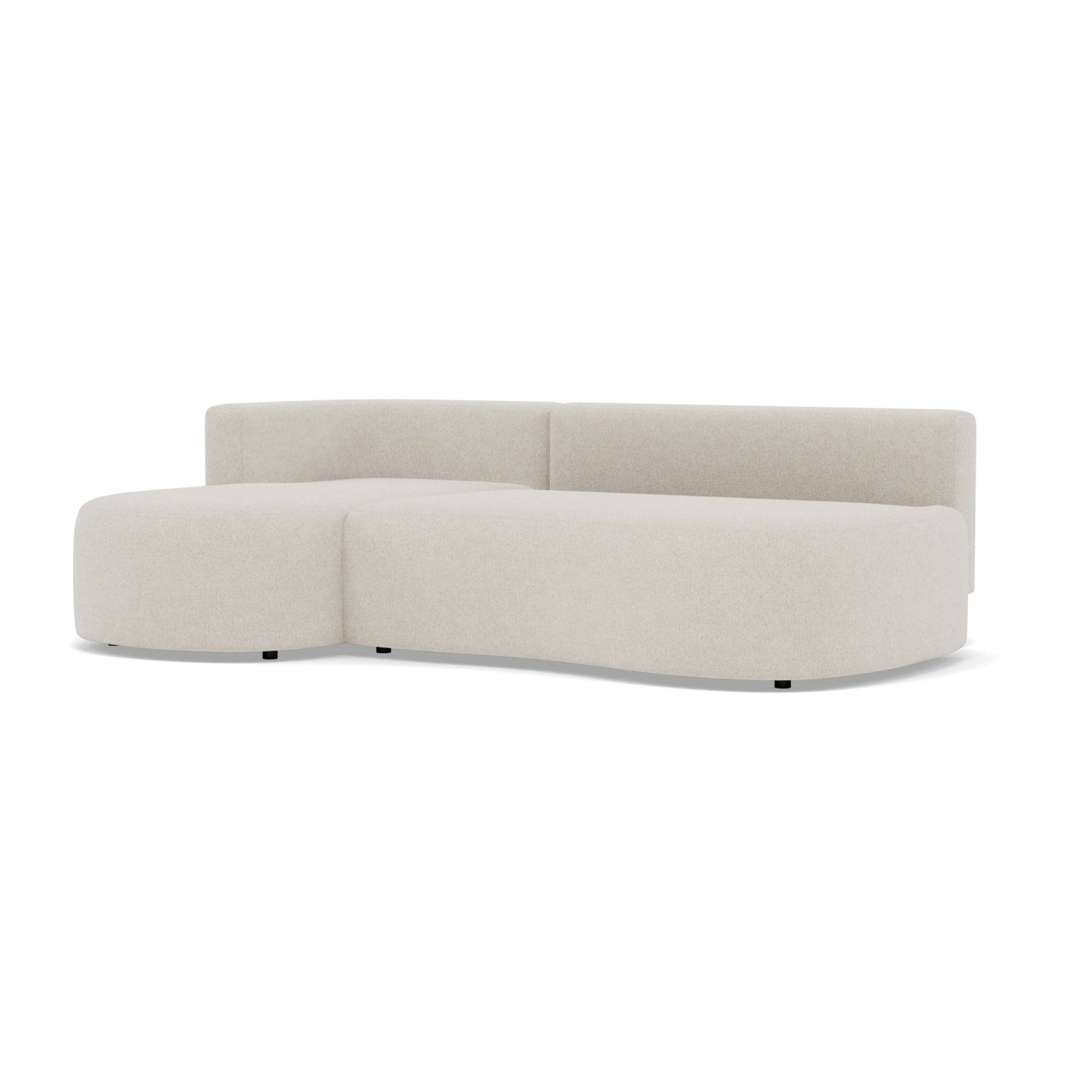 Mahina - canapé d'angle gauche 4 places convertible avec coffre en tissu texturé - Beige