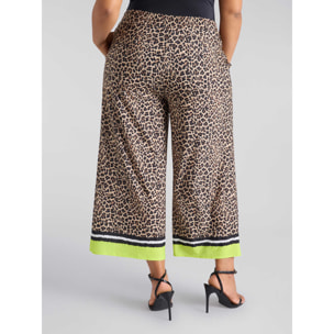 Fiorella Rubino - Pantaloni cropped stampa macula - Marrone