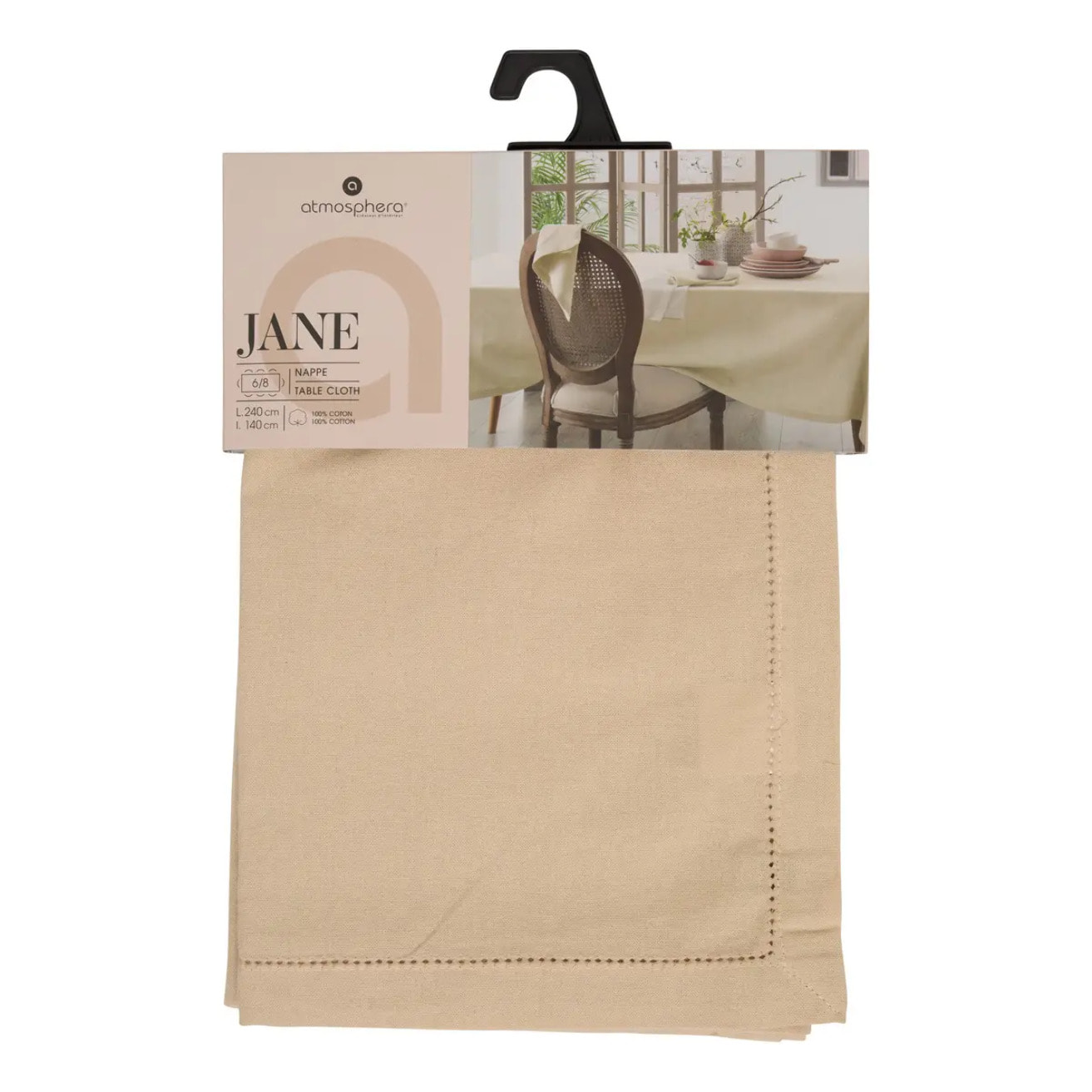 Nappe Jane 240x140cm beige en coton