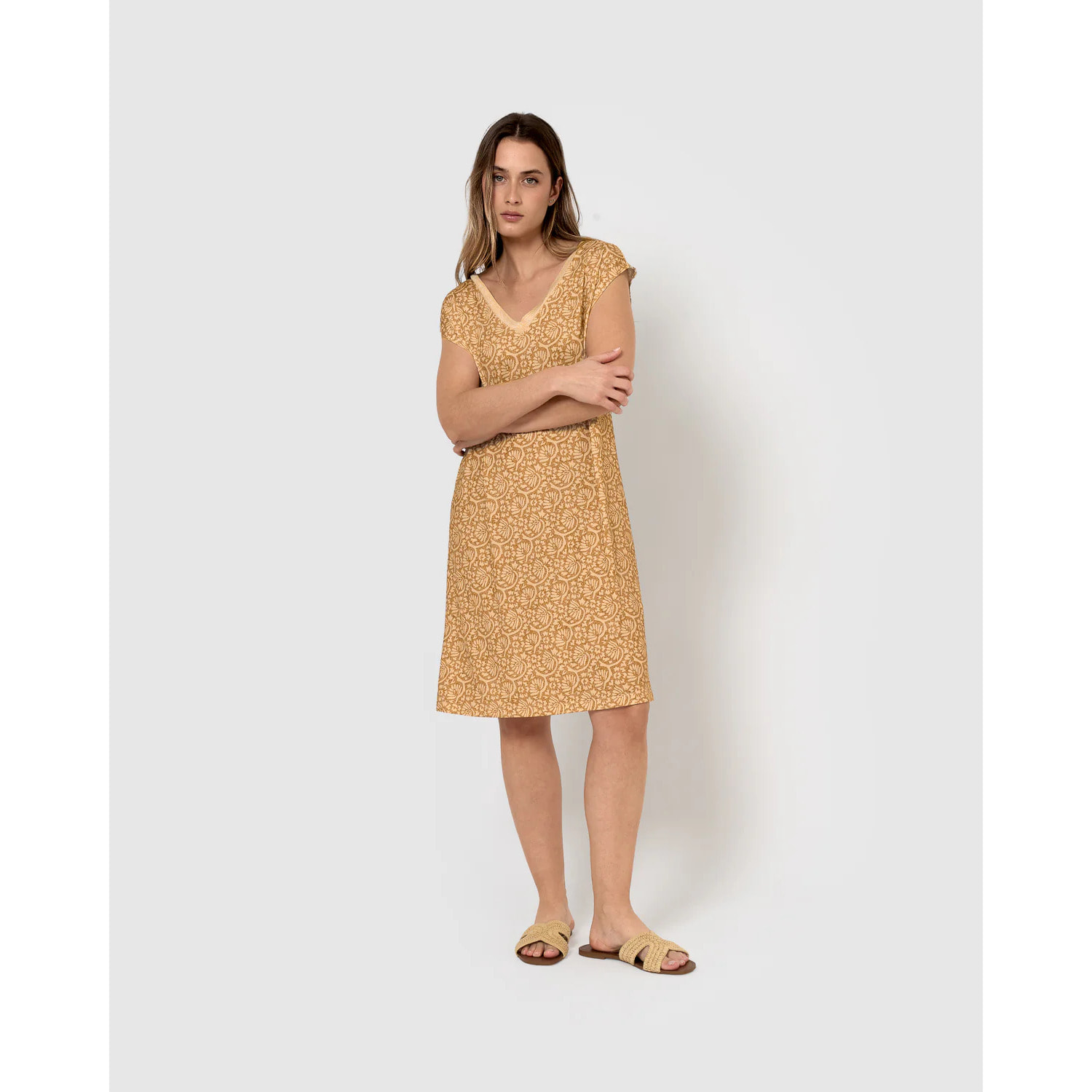 Vestido corto soft diya ocre