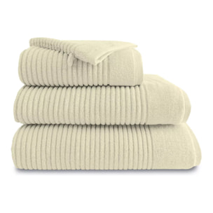 Serviette eponge pur coton 560 g/m² uni ecru Vitae blanc casse