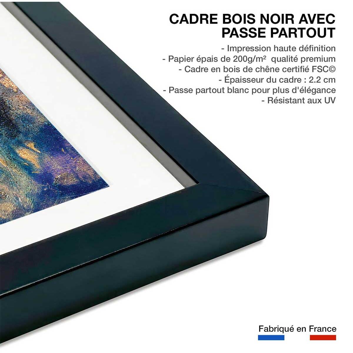 Poster rose nebuleux Affiche sous cadre noir