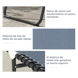 Conjunto de 2 Tumbonas Plegables Tumbonas de Jardín con Respaldo Ajustable en 4 Posiciones Carga 120 kg para Terraza Piscina Playa 197x58x30 cm Gris