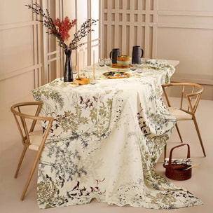 Chemin de table lin & coton lavé 150 g/m² imprimé beige Bambous parchemin