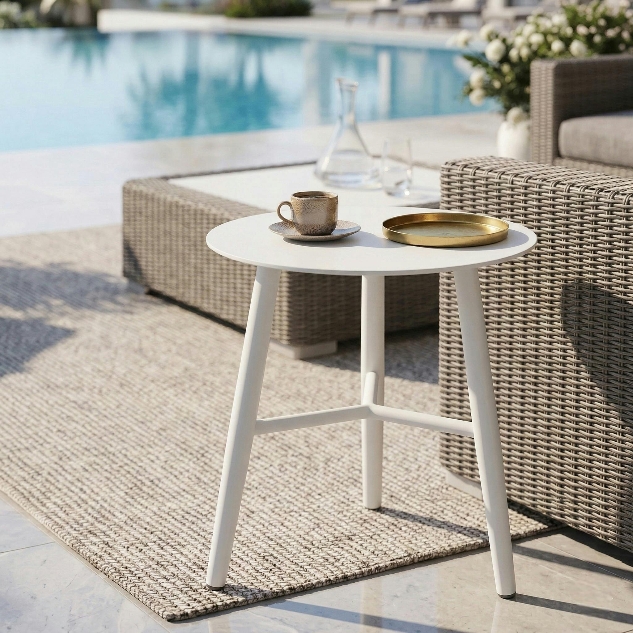 Bout de canapé jardin en aluminium blanc STOCKHOLM