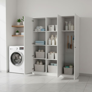 Armadio Multiuso Con 3 Ante Battenti E Ripiani Interni Design Moderno Salvaspazio Armadietto Mobile Camera Da Letto 140.25 x 36 x 180.9 cm Bianco