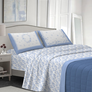 Completo letto marsiglia azzurro in cotone 100% cotone