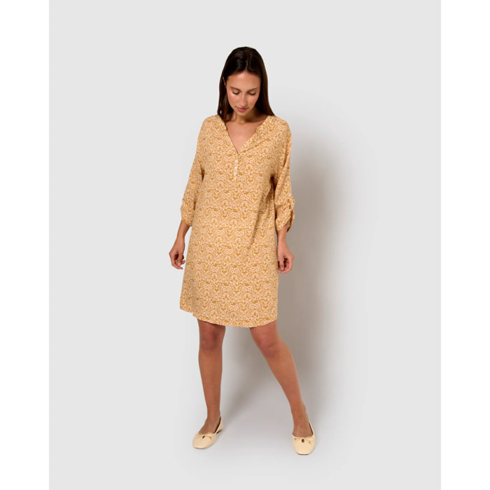 Vestido viscosa emeral ocre