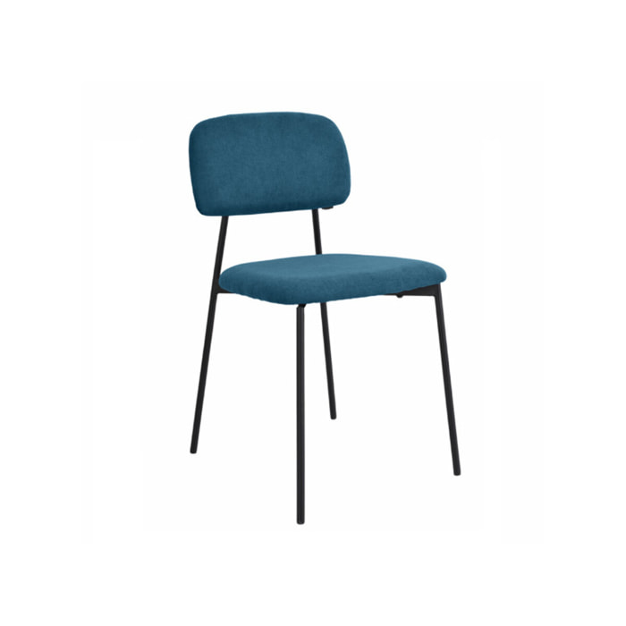 Chaise de repas en tissu doux avec 4 pieds en métal noir - MIRA