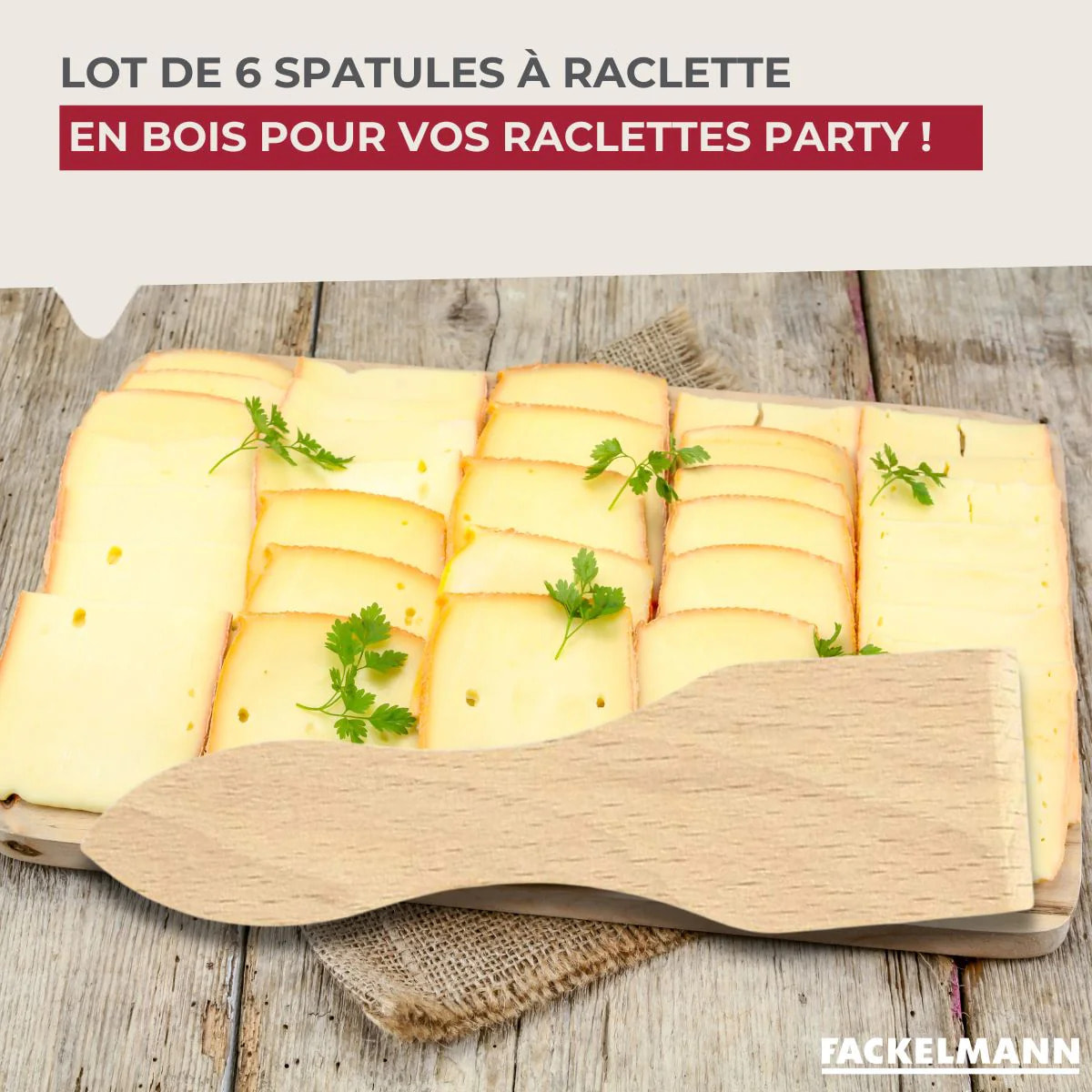 Lot de 6 spatules à raclette en bois 13 cm Fackelmann Wood Edition