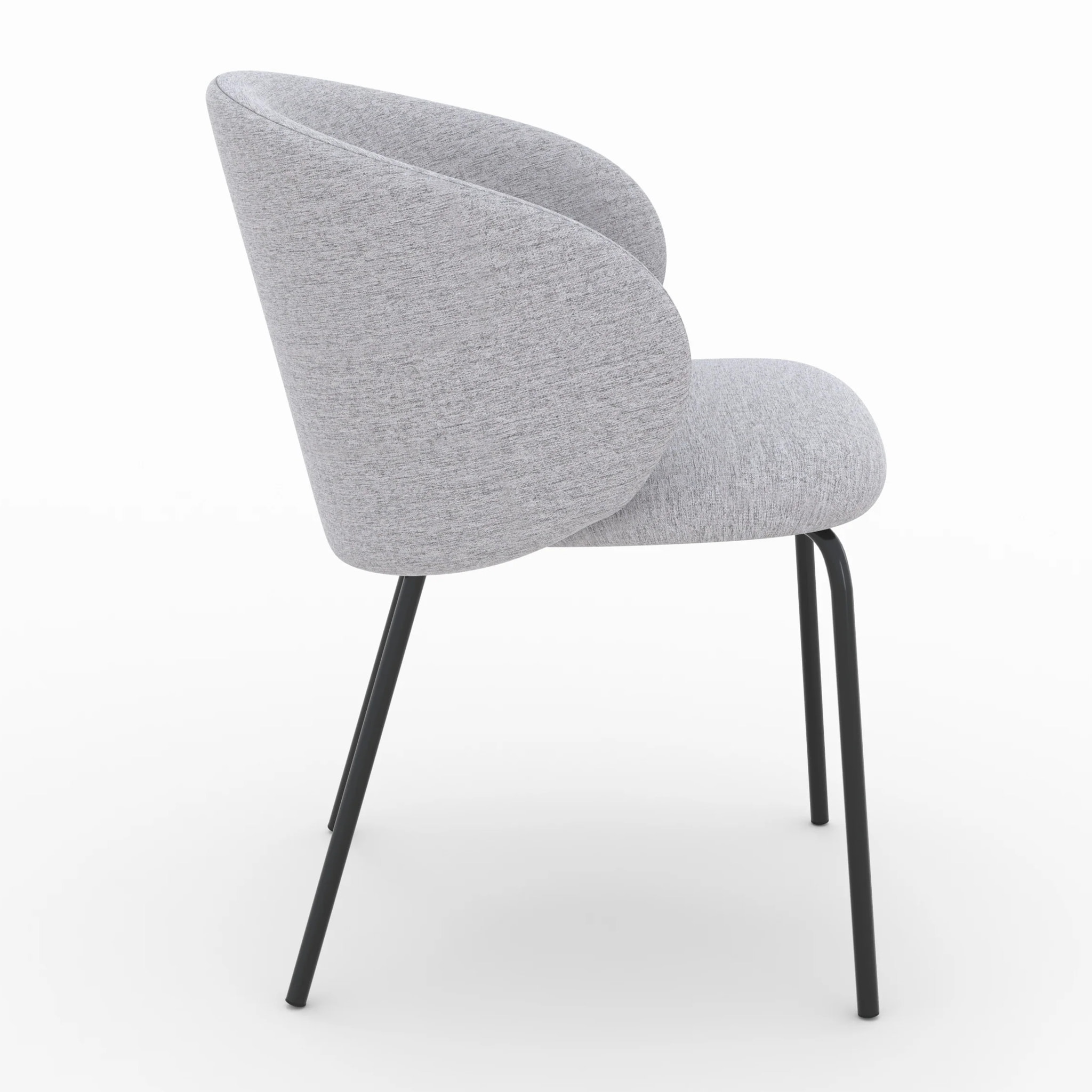 Lot de 2 chaises en tissu gris clair et pieds en métal noir - Victoria
