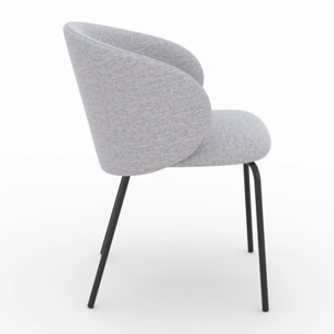 Lot de 2 chaises en tissu gris clair et pieds en métal noir - Victoria
