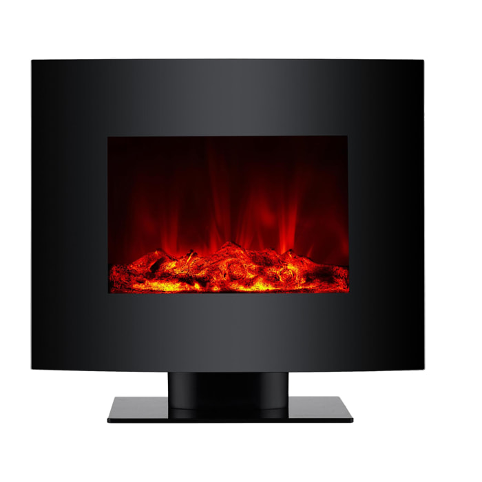 Cheminée électrique 2kW verre trempé noir avec télécommande