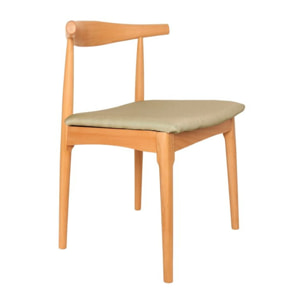 Chaise Verona -bois massif de hêtre et tapisserie en tissu-couleur naturel 46 x 76 x 43 cm