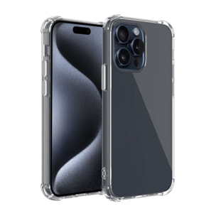 Coque iPhone 15 Pro Antichoc Silicone bords renforcés + 2 Vitres en verre trempé Protection écran