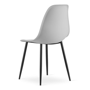 Sedia scandinava WAT grigia con gambe in metallo nero