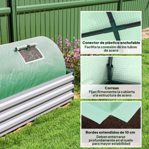 Invernadero de Exterior, 300x80x45 cm, Invernadero de Jardín con 5 Ventanas Enrollables de Malla, Marco de Acero y Cubierta de PE 140g/Ã£Å½Â¡ Anti-UV para Cultivos, Plantas, Flores, Verde