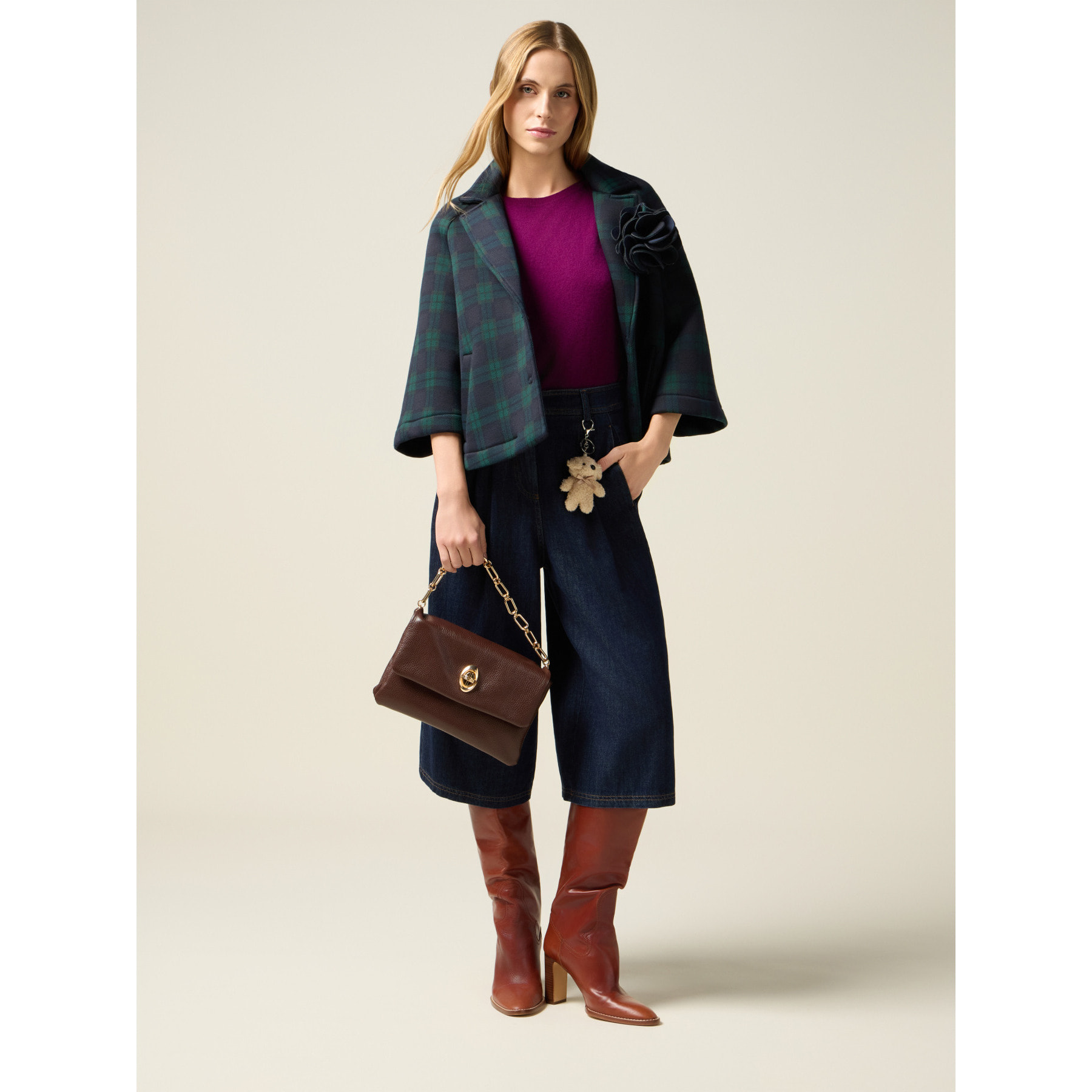 Oltre - Bermuda in denim con charm - Blu