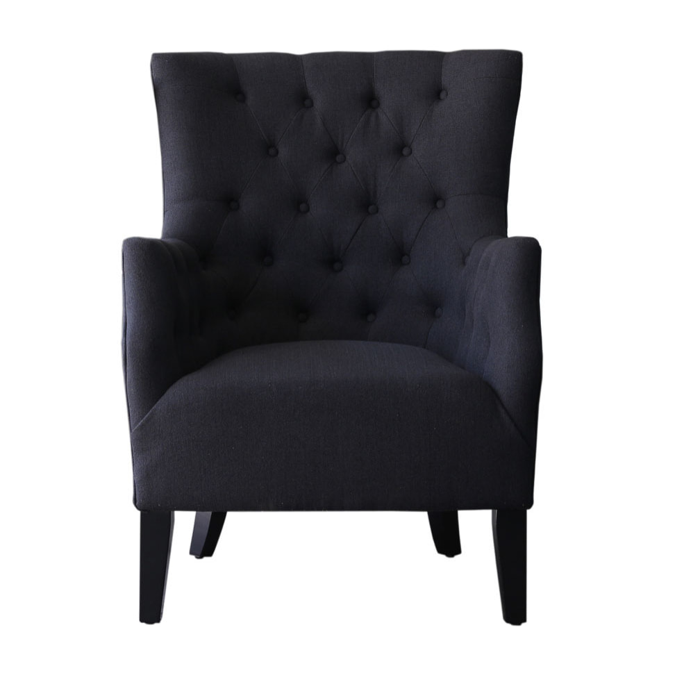 Fauteuil Scandinave Tissu "Duchesse" - 76 x 83 x 100,5 cm - Noir