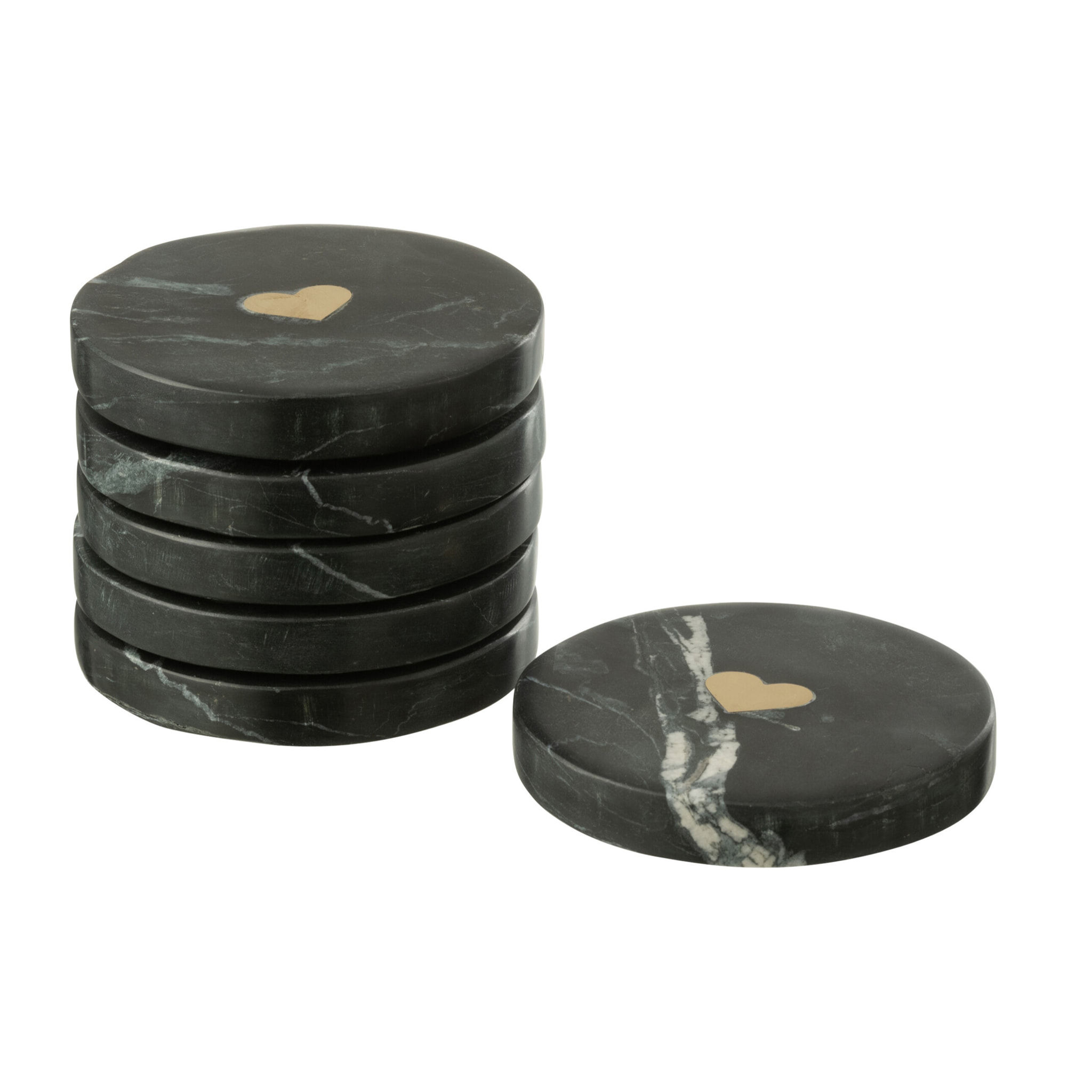 J-Line dessous de verre - verre - noir/or - boite de 6
