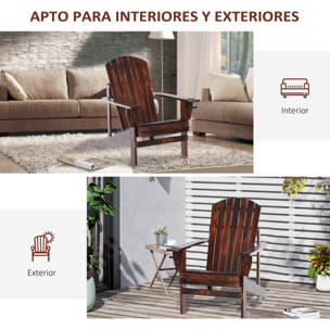 Silla Adirondack de Madera Silla de Jardín con Reposabrazos y Respaldo Alto para Terraza Balcón Exterior 72,5x97x93 cm Marrón
