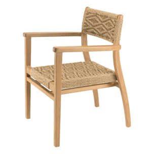 VALERIA - Lot de 2 fauteuils jardin teck rotin synthétique motif losange