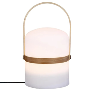 Lampe d'extérieur "Kiara" - blanc et bois H27 cm