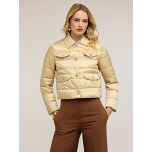 Motivi - Plumífero lightweight corto con botones joya - Beige