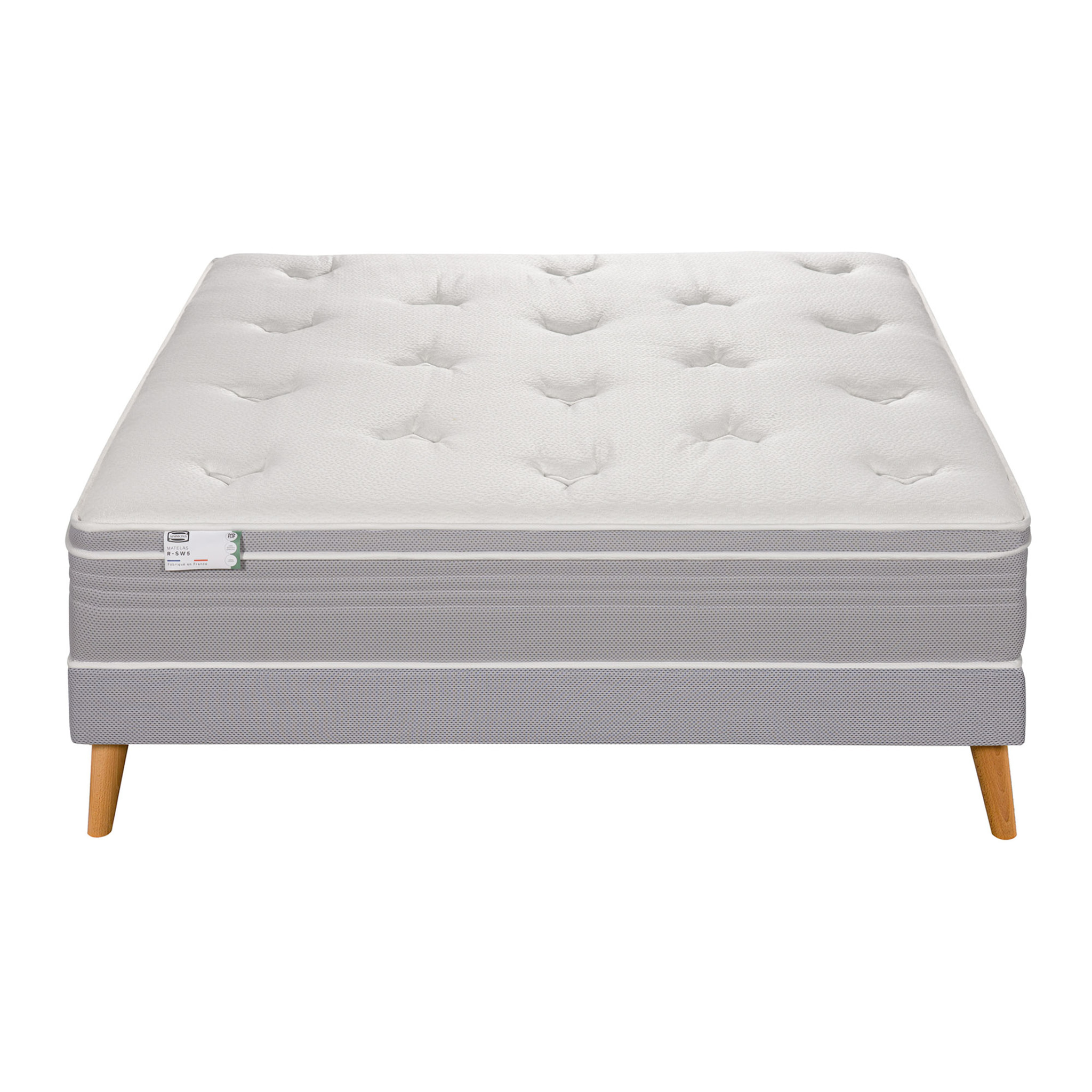 Ensemble LE VISIONNAIRE, matelas H27 ressorts ensachés, ferme, sommier