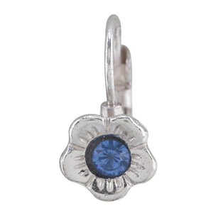 Pendiente plata dormilona cristal Swarovski Flor1azul