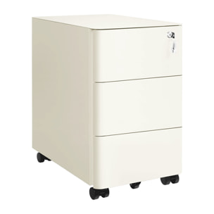 Cassettiera ufficio mobile in acciaio bianco 3 cassetti con serratura 30x50x54 cm su ruote - Riley