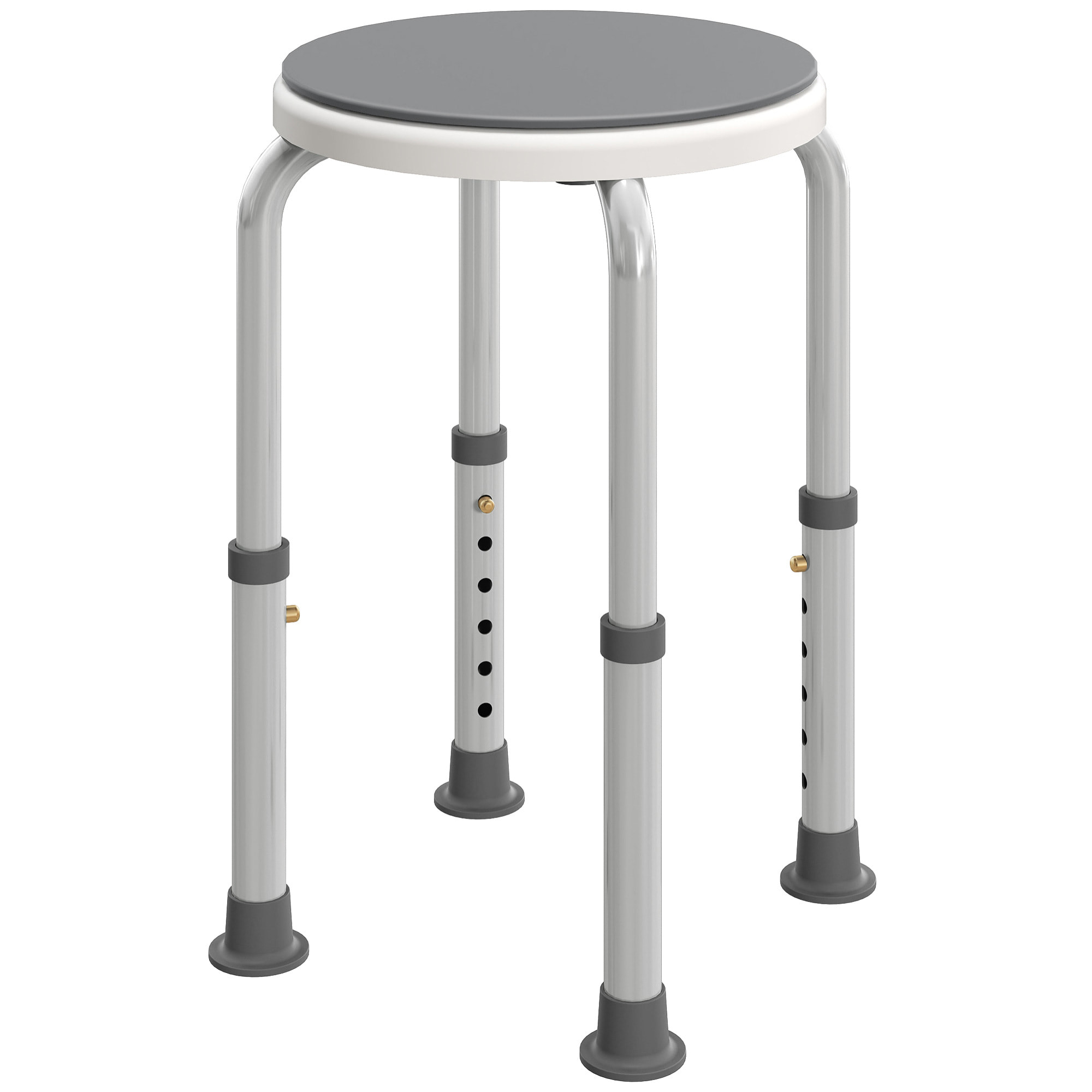 Tabouret de douche siège de douche - hauteur réglable, pivotant 360° - alu PP blanc gris