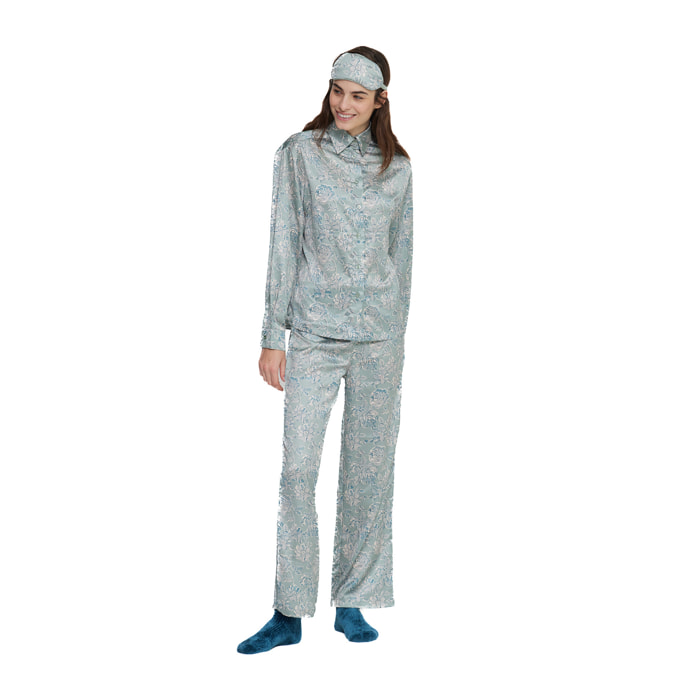 Pigiama donna lisette in raso con collo camicia Noidinotte
