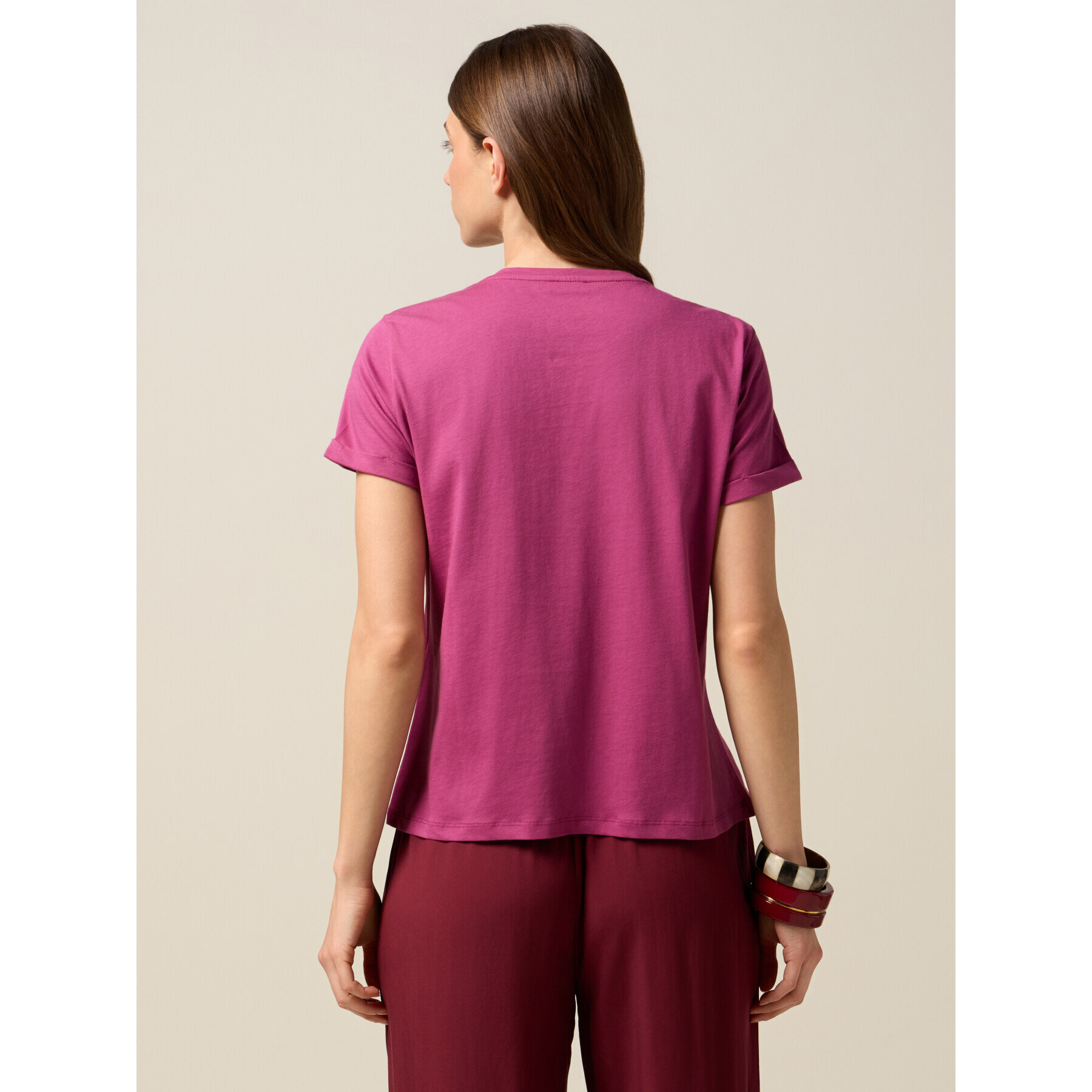 Oltre - T-shirt con ricamo in pietre colorate - Viola