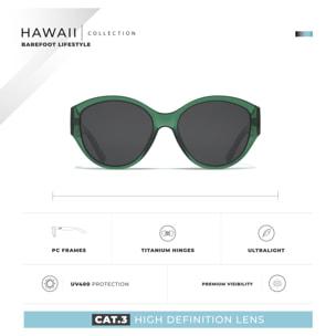 Gafas de Sol Hawaii Verde Hanukeii para hombre y mujer