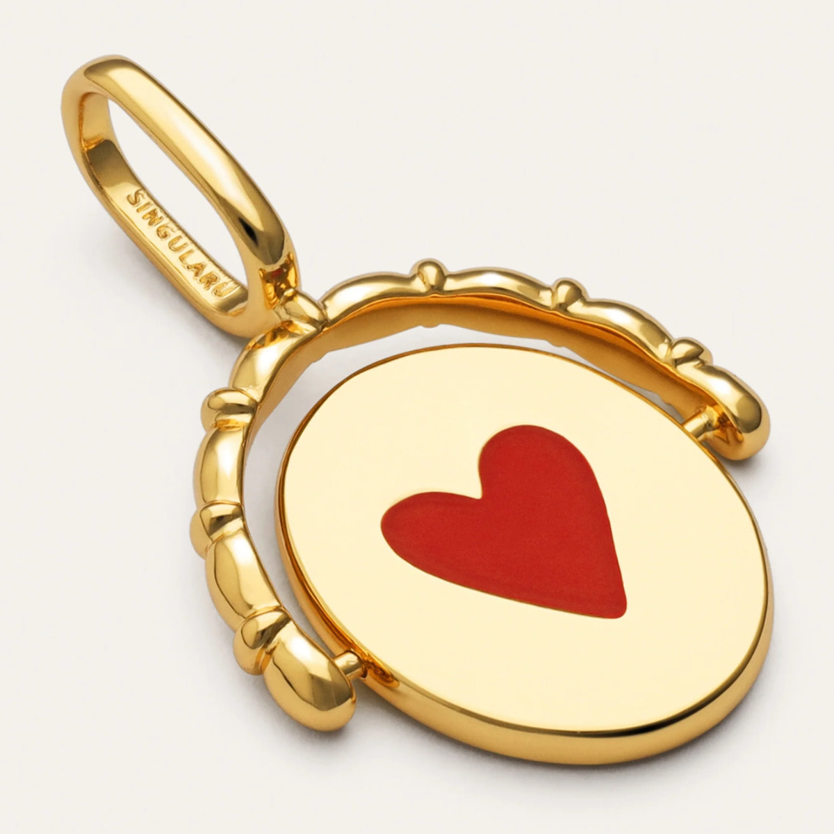 Charm Medallón Doble Mamá Lovely Heart Baño Oro