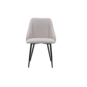 Chaises en tissu effet velours texturé beige et métal noir (lot de 2) HIGGINS