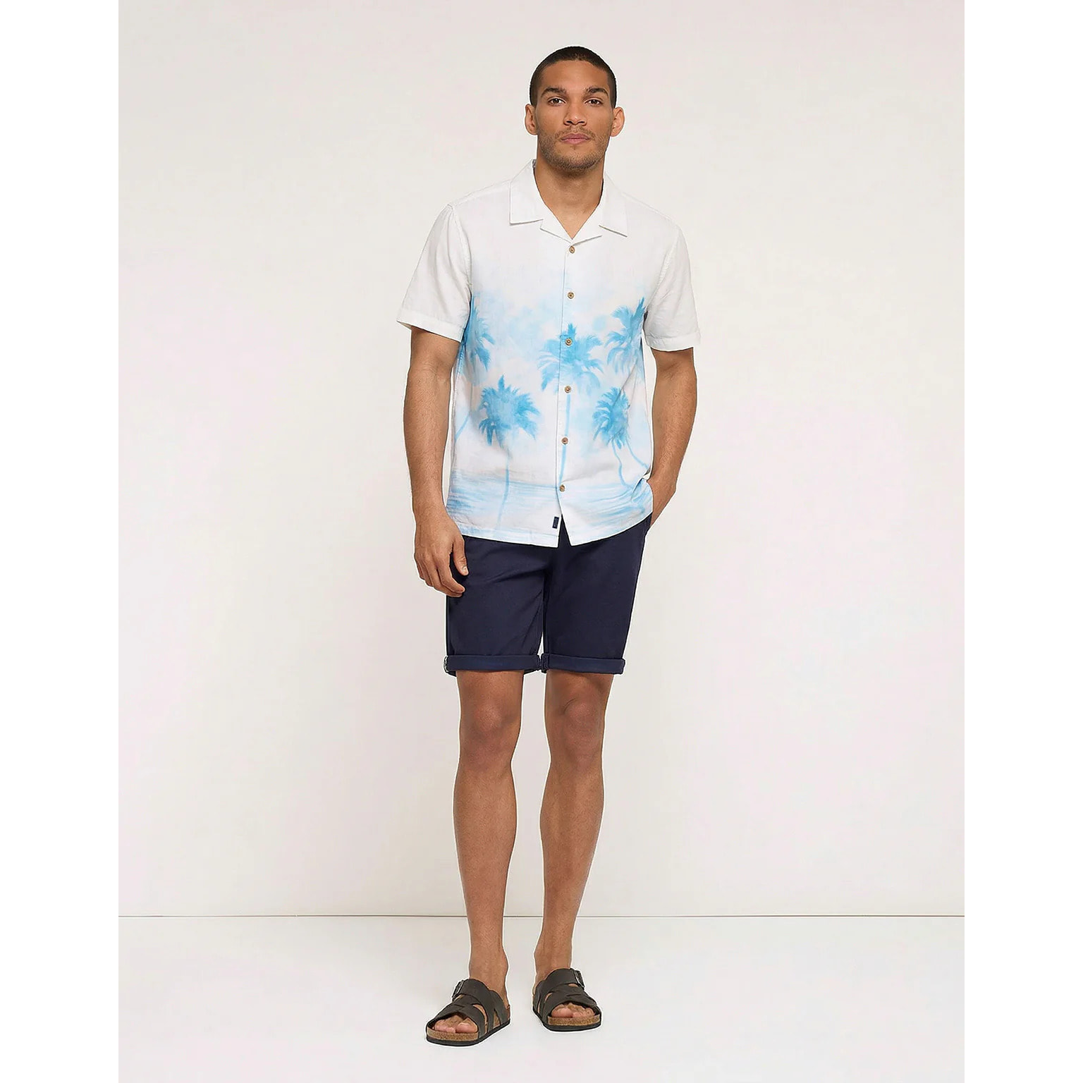 Camisa Tropical Azul y Blanca - Cornell