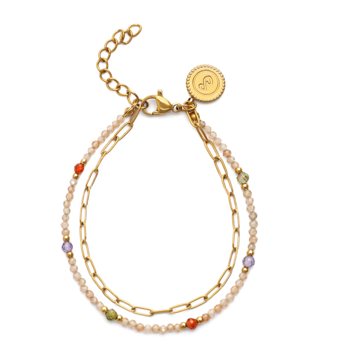 Bracciale Double Glam Acciao Placcato Oro