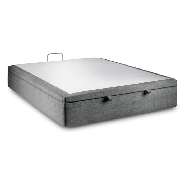 Sommier Coffre en toile nattée  - Grand coffre et ouverture facile - Montage rapide, adapté à tous les matelas - Hauteur Totale de 39cm - Finition soignée - 2 places