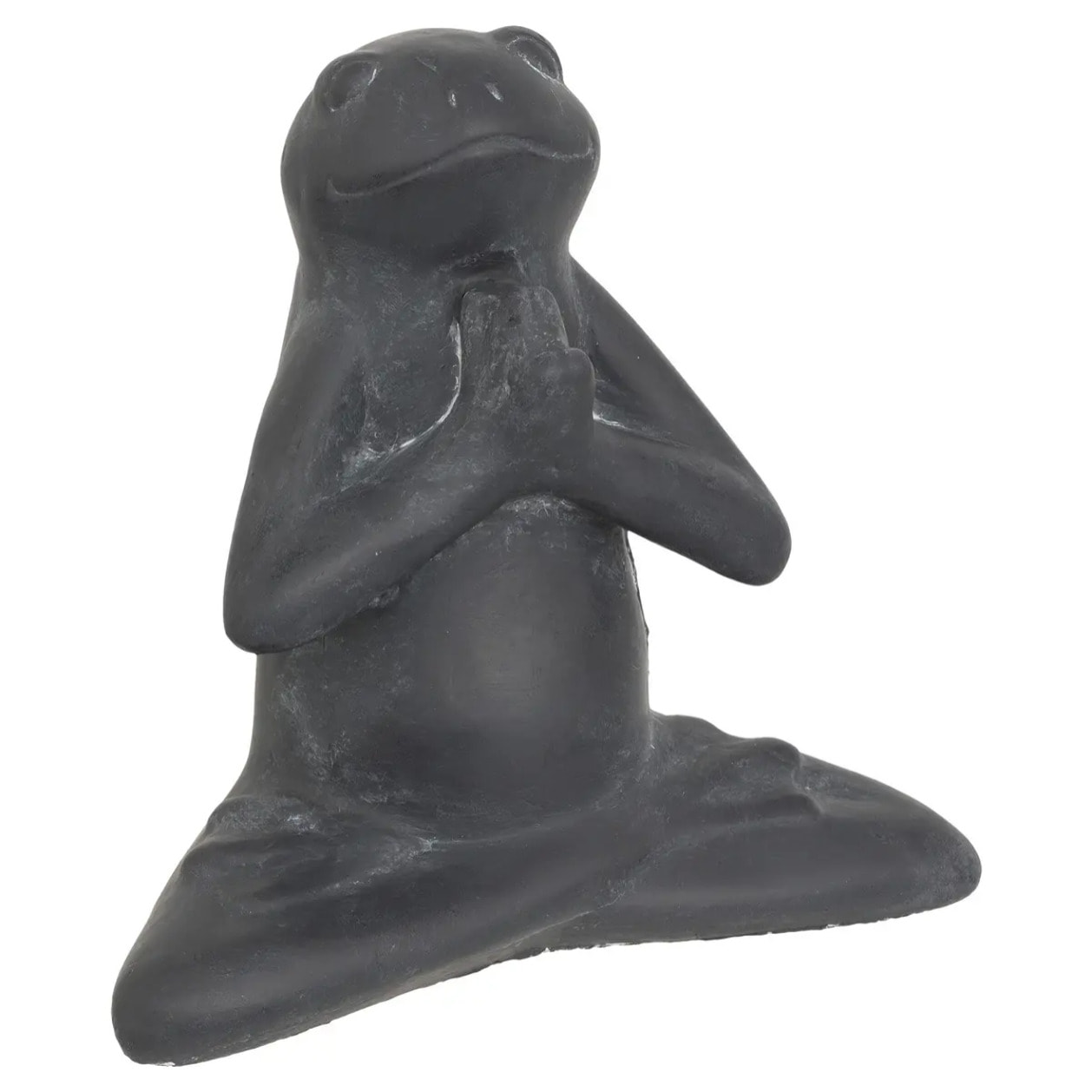 Statuette d'extérieur grenouille Lia gris H18cm en ciment