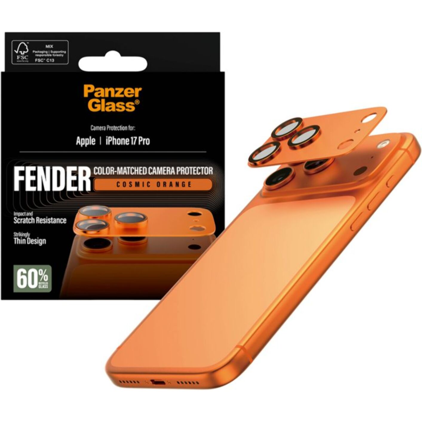 Protège objectif PANZERGLASS iPhone 17 Pro protège objectif orange